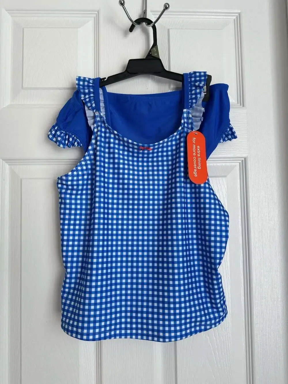 NWT Wonder Nation Girls’ Gingham 2-Piece Tankini – XL (14–16), UPF 50+